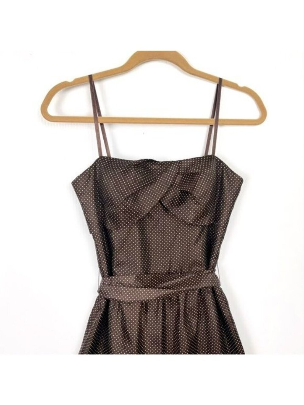 BCBG Paris Brown polka dot pleated dress 8 - Picture 5 of 9